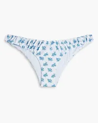 Caroline Constas Dorit gathered floral-print low-rise bikini briefs - White White