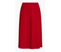 Pleated crepe de chine midi wrap skirt - Red