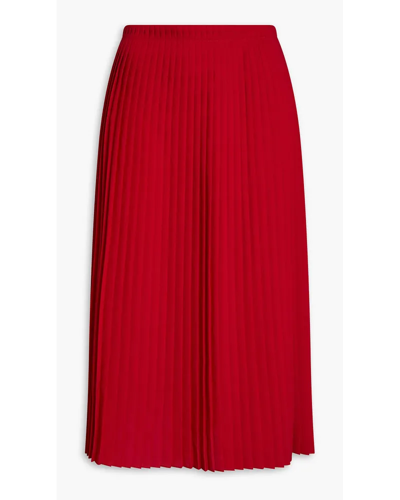 Pleated crepe de chine midi wrap skirt - Red