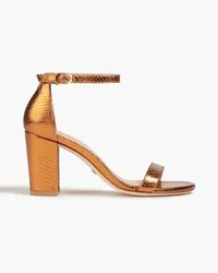 Stuart Weitzman Metallic snake-effect leather sandals - Metallic Metallic