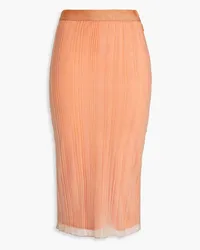 Hervé Léger Ribbed-knit midi skirt - Orange Orange