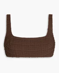 Form and Fold D-G The Crop seersucker underwired bikini top - Brown Brown