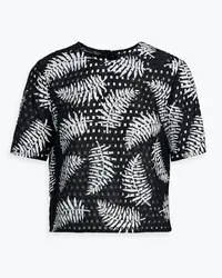 Oscar de la Renta Printed cotton-blend macramé top - Black Black