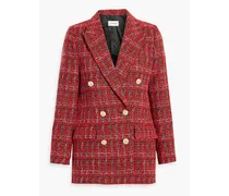 Double-breasted metallic tweed blazer - Red