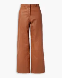 Rosetta Getty Textured-leather straight-leg pants - Brown Brown