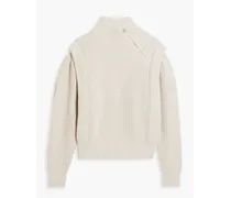 Macky waffle-knit half-zip sweater - White