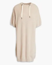 Brunello Cucinelli Bead-embellished ribbed cotton mini dress - Neutral Neutral