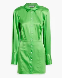 Frame Denim Silk-blend satin mini shirt dress - Green Green