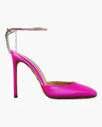 Aquazzura Ice 105 crystal-embellished satin pumps - Pink Pink