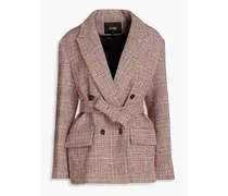 Vinone double-breasted Prince of Wales checked cotton-blend tweed blazer - Burgundy