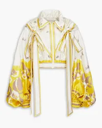 Zimmermann Cropped printed silk-twill hooded jacket - Yellow Yellow