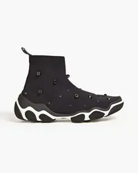 RED Valentino Stretch-knit high-top sneakers - Black Black