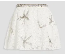 Kezia embellished cotton-blend lace mini skirt - White