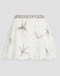 LoveShackFancy Kezia embellished cotton-blend lace mini skirt - White White