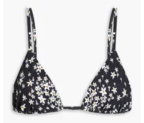 Floral-print triangle bikini top - Black