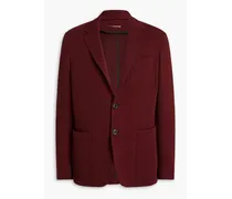 Jacquard-knit cotton-blend blazer - Burgundy
