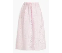 Broderie anglaise cotton midi skirt - Pink