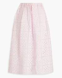 Ganni Broderie anglaise cotton midi skirt - Pink Pink