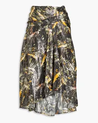 IRO Pleated metallic printed lamé midi skirt - Black Black