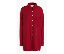 Oversized cotton-blend shirt - Burgundy