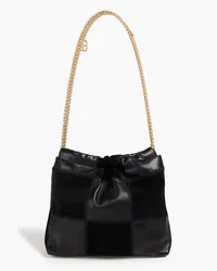 Claudie Pierlot Checked leather and suede shoulder bag - Black Black