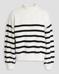 Frame Denim Striped French cotton-terry sweatshirt - White White