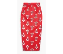 Lorelai printed satin-faille midi skirt - Red