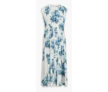 Lyssa floral-print cotton-poplin midi dress - Blue