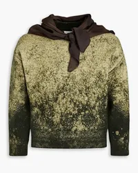 Maison Margiela Satin-trimmed bleached wool and cotton-blend sweater - Green Green