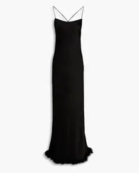 Simon Miller Kizo feather-embellished satin maxi slip dress - Black Black