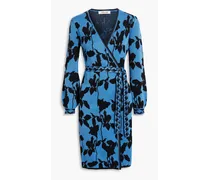 Bessina metallic jacquard-knit wrap dress - Blue