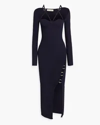 NICHOLAS Jona ring-embellished cutout ribbed-knit midi dress - Blue Blue