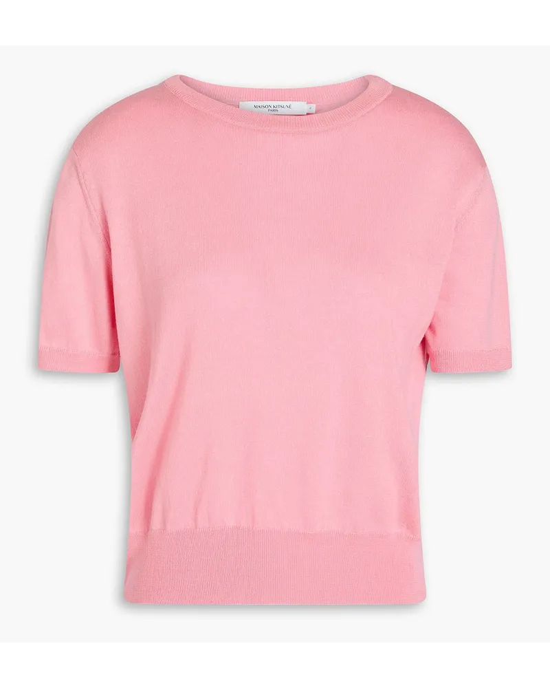 Kitsuné Embroidered cotton top - Pink Pink