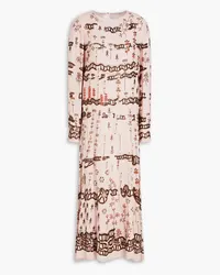 Valentino Garavani Bead-embellished silk crepe de chine midi dress - Pink Pink