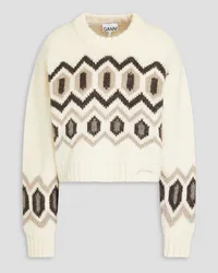 Ganni Jacquard-knit wool sweater - White White