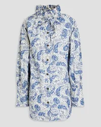 Ganni Paisley-print cotton-poplin shirt - Blue Blue