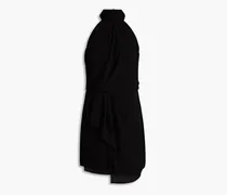 Harlow draped crepe de chine mini dress - Black