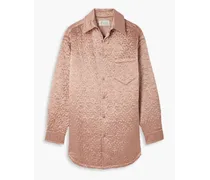 Oversized quilted satin shirt - Metallic