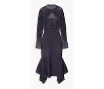 Cutout ribbed wool-blend midi dress - Gray