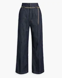 Frame Denim Chain-embellished high-rise wide-leg jeans - Blue Blue