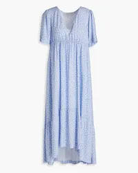 Heidi Klein Gathered printed woven midi dress - Blue Blue