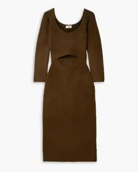 L'Agence Nala off-the-shoulder cutout knitted midi dress - Brown Brown