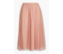 Pleated point d'esprit midi skirt - Pink
