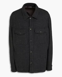 Canali Prince of Wales checked wool-blend felt jacket - Gray Gray