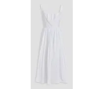 Terry gathered cotton-poplin midi dress - White