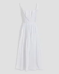 EMILIA WICKSTEAD Terry gathered cotton-poplin midi dress - White White