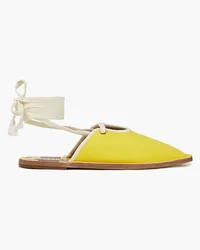 Zimmermann Lace-up cotton-canvas slippers - Yellow Yellow