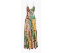 Alice Olivia - Karolina patchwork-effect printed linen-blend maxi dress - Multicolor
