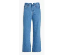 Frame Denim Le Jane cropped frayed high-rise straight-leg jeans - Blue Blue
