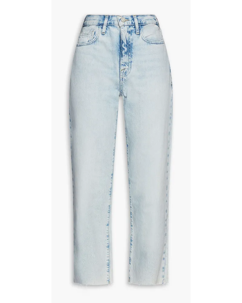 Le Jane cropped frayed high-rise straight-leg jeans - Blue